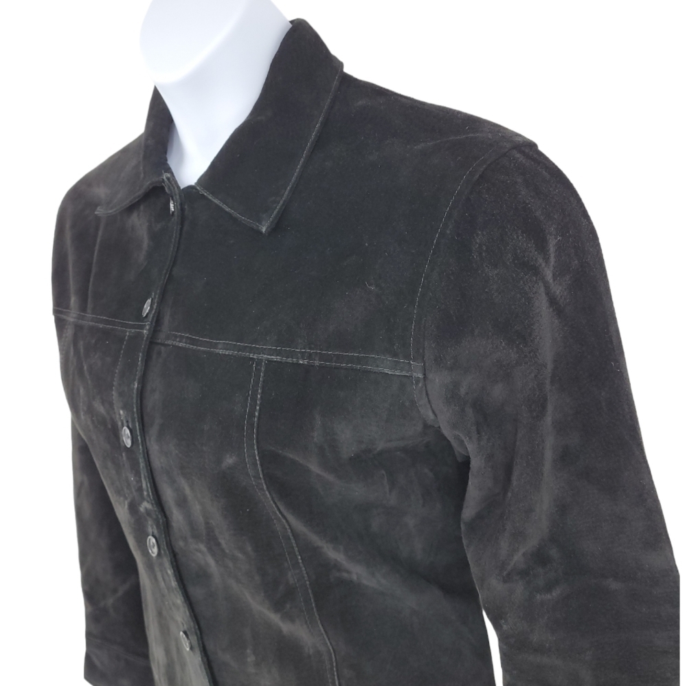AMI Black Suede button‎ up Jacket With Silky Liner Size L